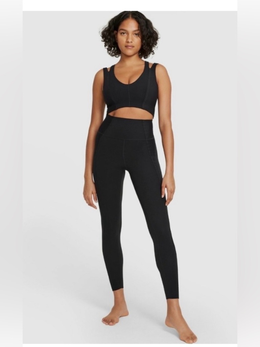 Nike NWT Yoga Luxe DRI-FIT Infinalon Jumpsuit Size L Tight Fit Open Stomach